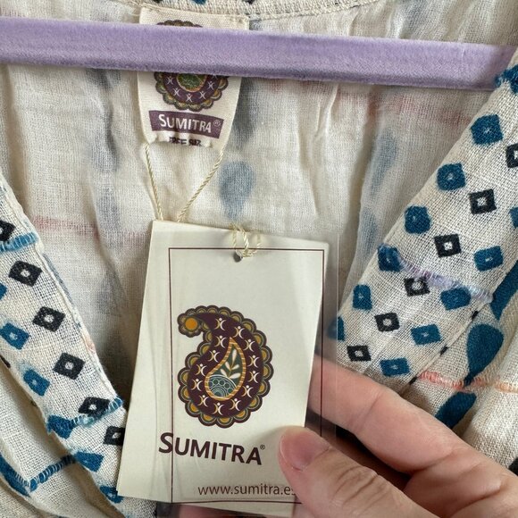 Sumitra Boho Cotton Tassel Shell Embellished Dress Free Size - Picture 6 of 11